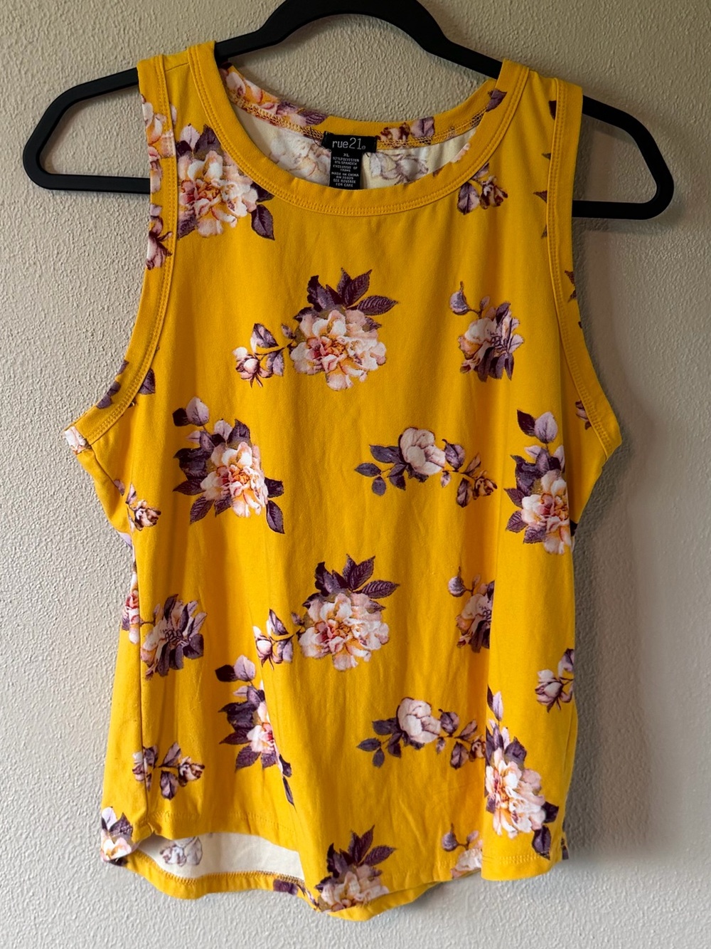 Rue 21 Yellow Floral Sleeveless Tank Top Women’s XL